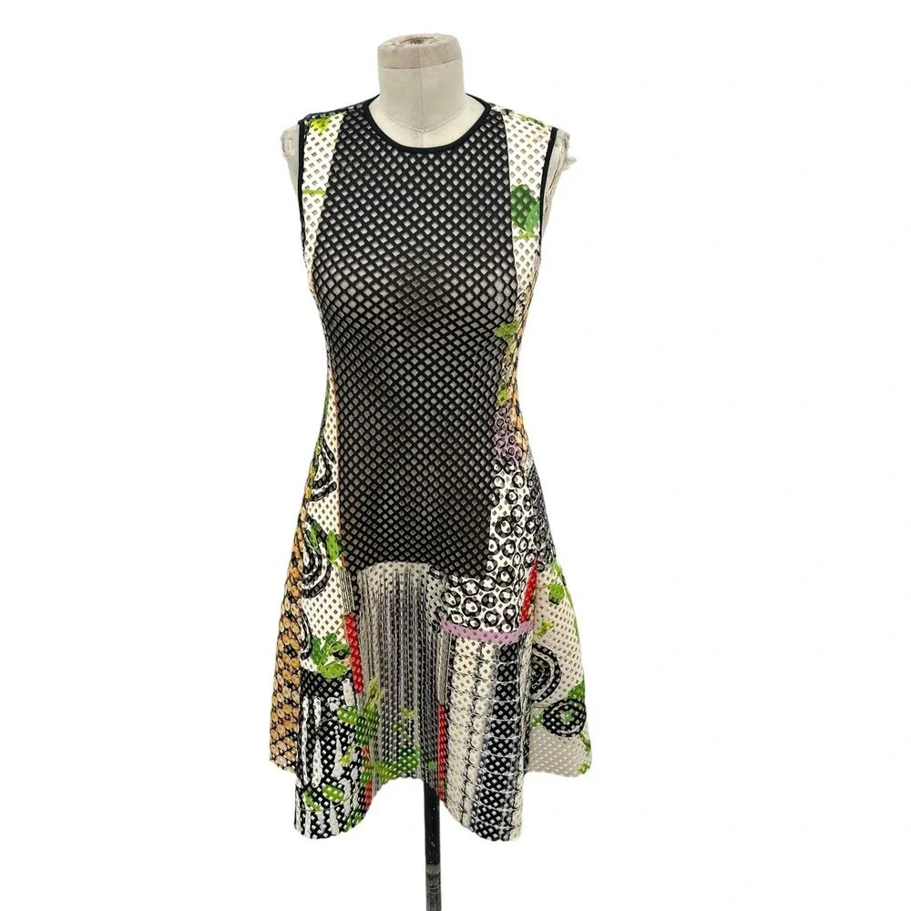 Clover Canyon Laser Cut Perforated Mesh Abstract Print Fit & Flare Dress Size XS